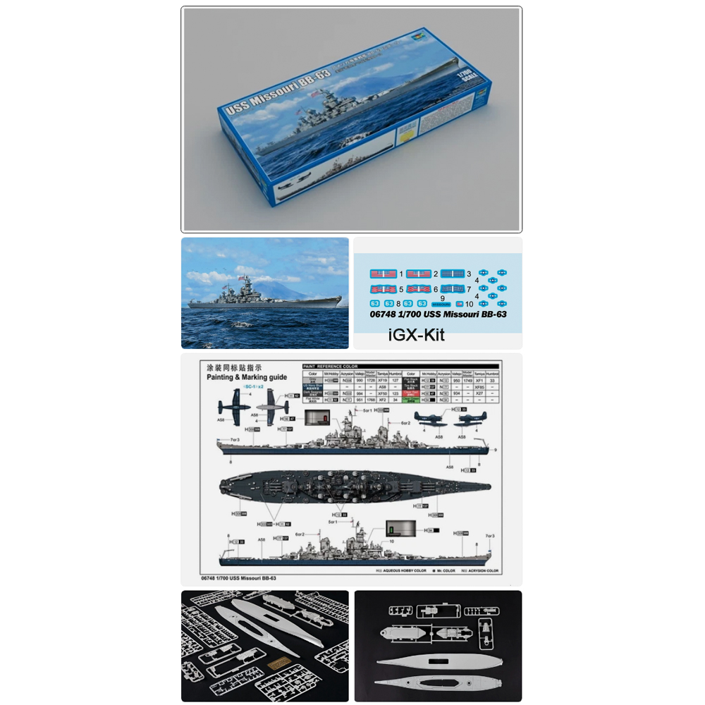 Model Kit Uss Missouri - Trumpeter 06748 Scala 1/700 USS BB-63
