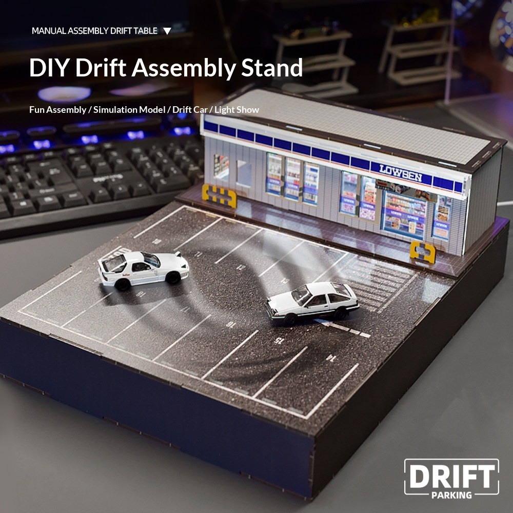Model Kit Initial D - Modellino Auto in Scala 1:64, Stazione